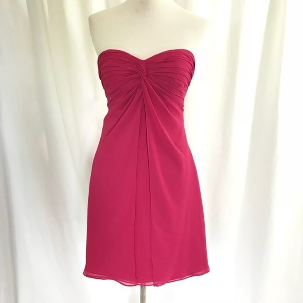Bill Levkoff Pink Chiffon Bridesmaid Dress 4